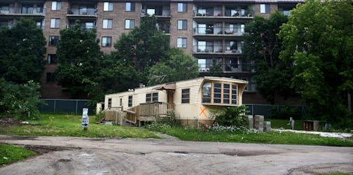 An abandoned manufactured home slated for demolition at Lowry Grove mobile home park Thursday, June 29, 2017, in St. Anthony, MN. Lowry Grove closed it's gate and all residents had to be gone by 12 midnight on July 1, with the space planned for redeveloped into multiple-family housing.] DAVID JOLES &#x2022; david.joles@startribune.com It&#x2019;s the tale of two parks, with Lowry Grove in St. Anthony and Park Plaza in Fridley providing a case study for the divergent paths mobile home communities