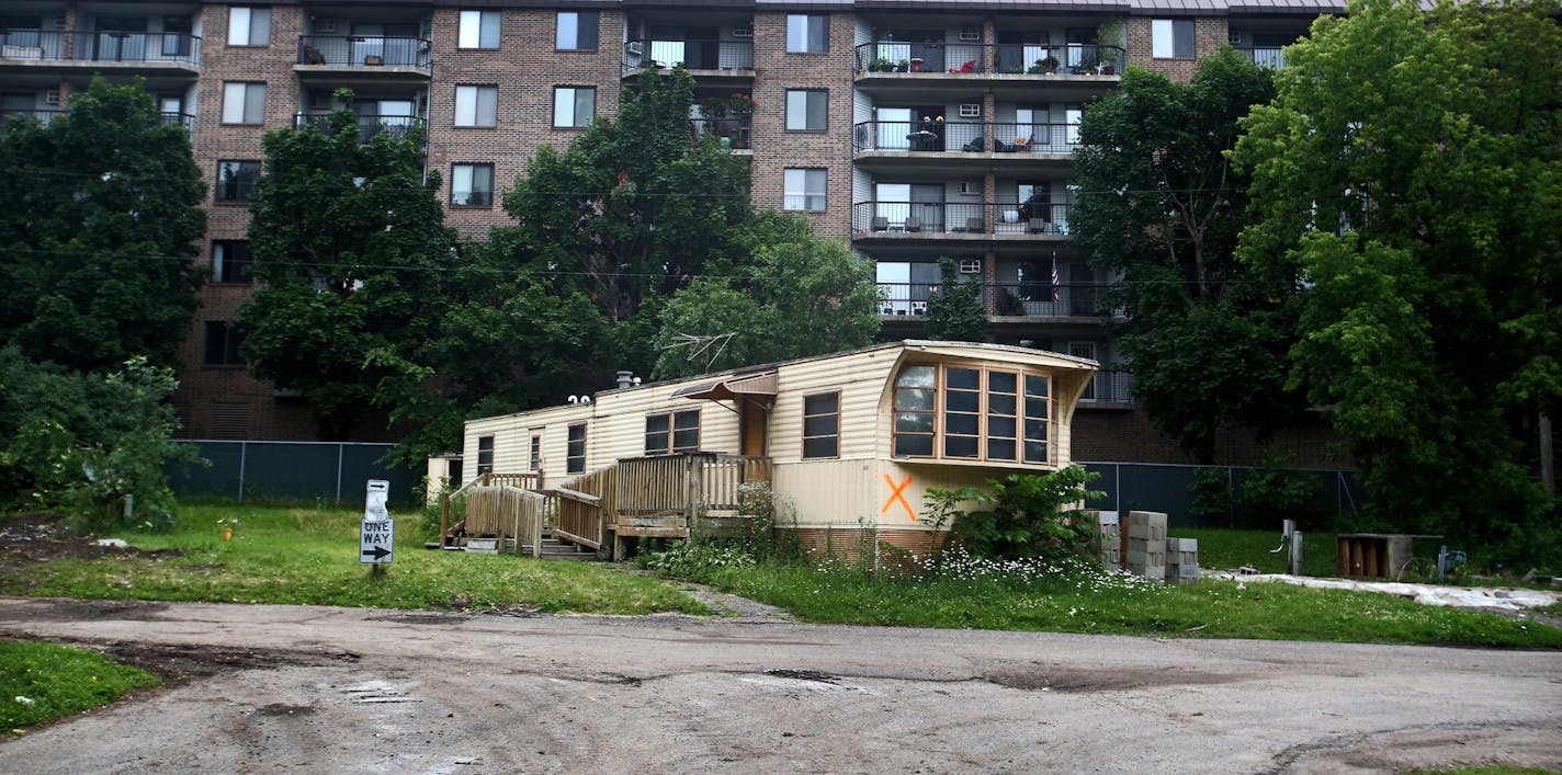 An abandoned manufactured home slated for demolition at Lowry Grove mobile home park Thursday, June 29, 2017, in St. Anthony, MN. Lowry Grove closed it's gate and all residents had to be gone by 12 midnight on July 1, with the space planned for redeveloped into multiple-family housing.] DAVID JOLES &#x2022; david.joles@startribune.com It&#x2019;s the tale of two parks, with Lowry Grove in St. Anthony and Park Plaza in Fridley providing a case study for the divergent paths mobile home communities