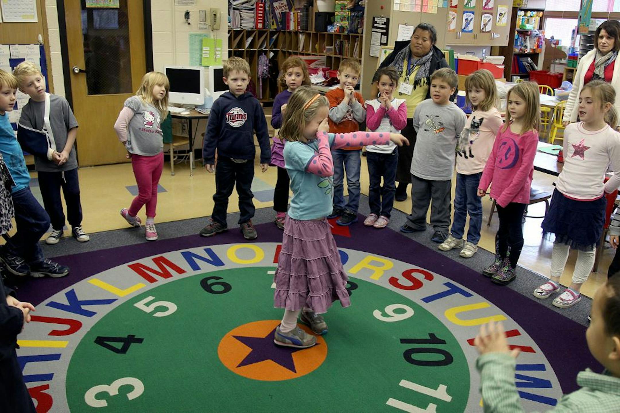 Lake Harriet Elementary School kindergarten student Julia Horgan partcipated in circle time activities in Sheri Sisler's class, Thursday, October 25, 2012, in Minneapolis, MN. [eflores@startribune.com � ELIZABETH FLORES