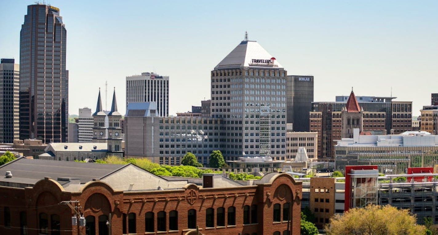 The St. Paul skyline. Seen from Cathedral of St. Paul. ] GLEN STUBBE * gstubbe@startribune.com , Thursday, May 21, 2015