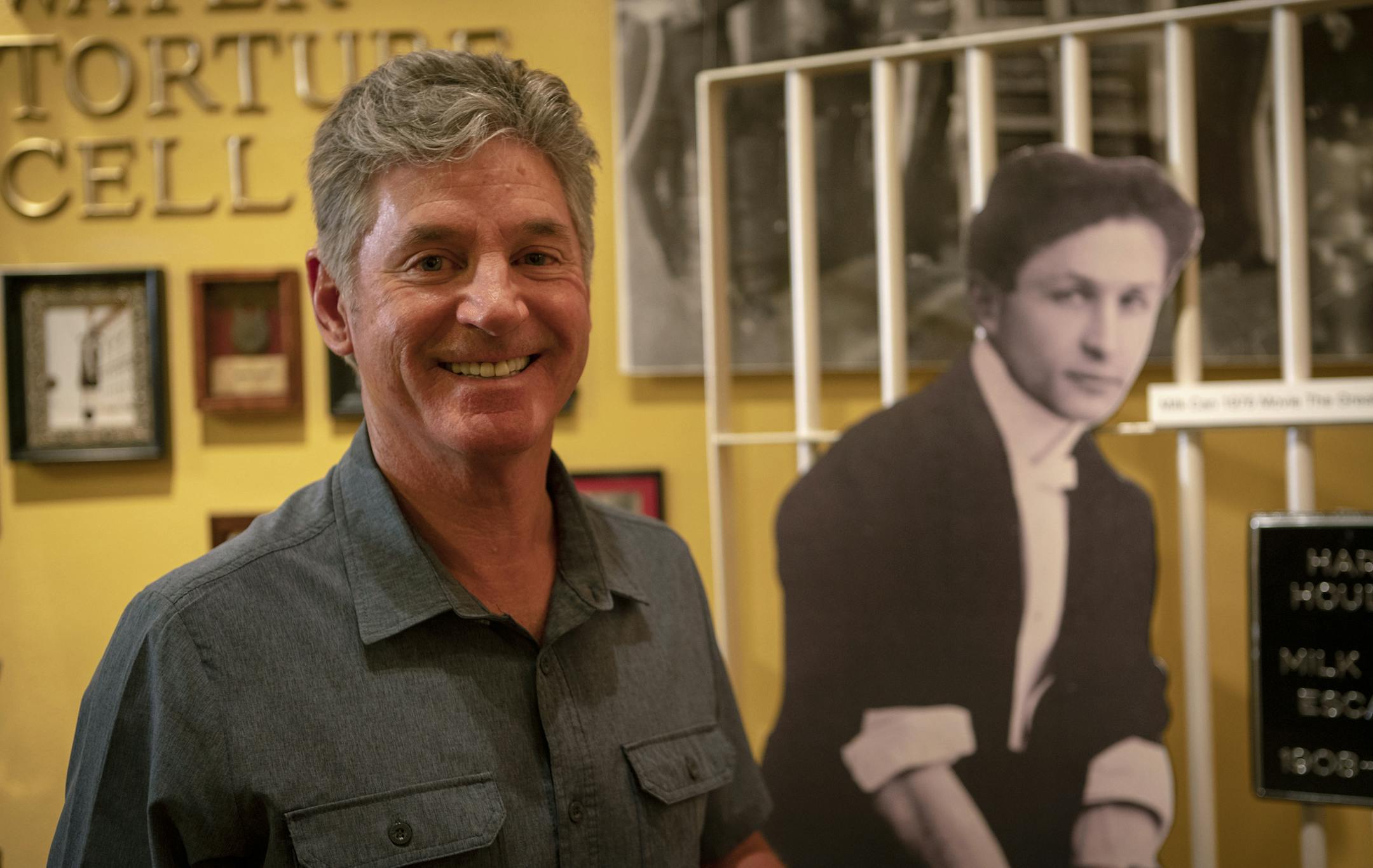 This October 2018 photo provided by the Science Channel shows George Hardeen, the great-nephew of magician Harry Houdini, at the Magic's Theater & Museum in Austin, Texas. At 66, Hardeen is delving into the history of his great-uncle in a journey that is the heart of a new series, "Houdini's Last Secrets," set to begin airing Jan. 6, 2019, on the Science Channel. (Science Channel via AP)