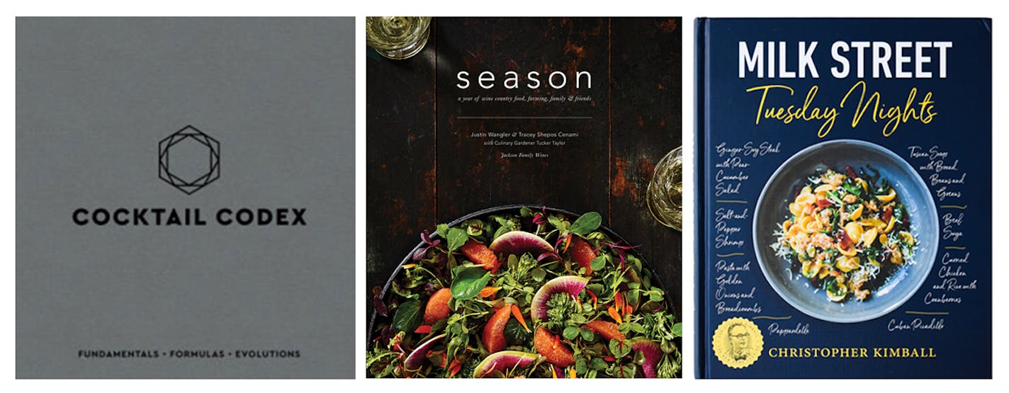 The big cookbooks of the year: "Cocktail Codex" was tops on the James Beard Foundation's list; "Season" was named book of the year by the IACP. Christopher Kimball's "Milk Street Tuesday Nights" was the only book on both lists.