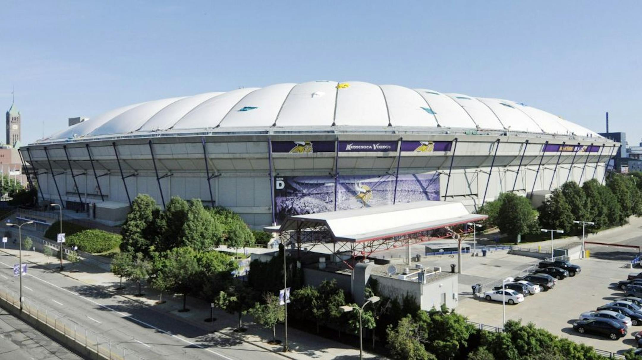 The new roof of the Metrodome, home of the Minnesota Vikings NFL football team, is shown fully inflated Wednesday, July 13, 2011 in Minneapolis. The original roof collapsed last December after a snowstorm dumped 17 inches of snow.