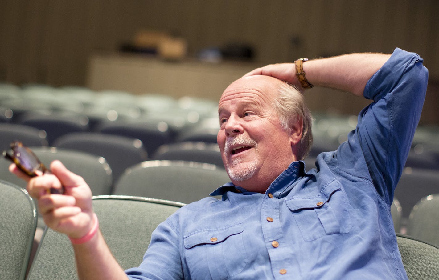 Artistic Director Kent Knutson talks about the upcoming season of shows at the Old Log Theater in Excelsior August 15, 2014. (Courtney Perry/Special to the Star Tribune)