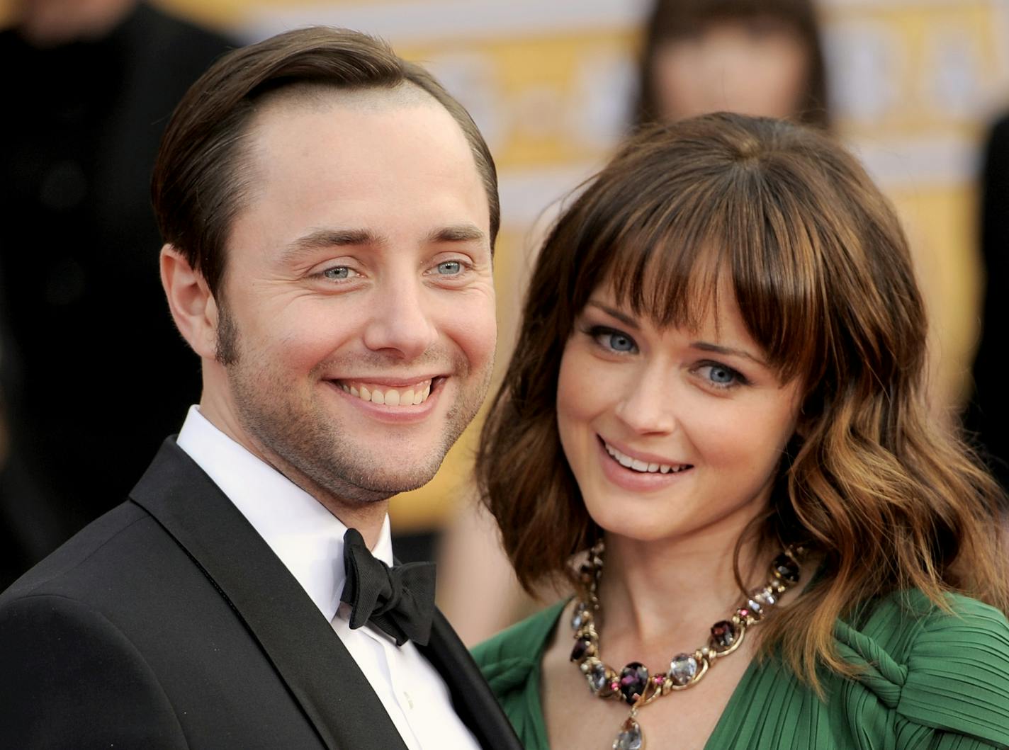 FILE - This Jan. 27, 2013 file photo shows actors Vincent Kartheiser, left, and Alexis Bledel at the 19th Annual Screen Actors Guild Awards at the Shrine Auditorium in Los Angeles. Bledel's publicist, Meghan Prophet, is confirming the news that the couple is engaged. The 33-year-old Kartheiser plays ad man Pete Campbell on the hit AMC network drama "Mad Men," and Bledel, 31, is best known for her role as the teenage daughter in the long-running series "Gilmore Girls." (Photo by Chris Pizzello/In