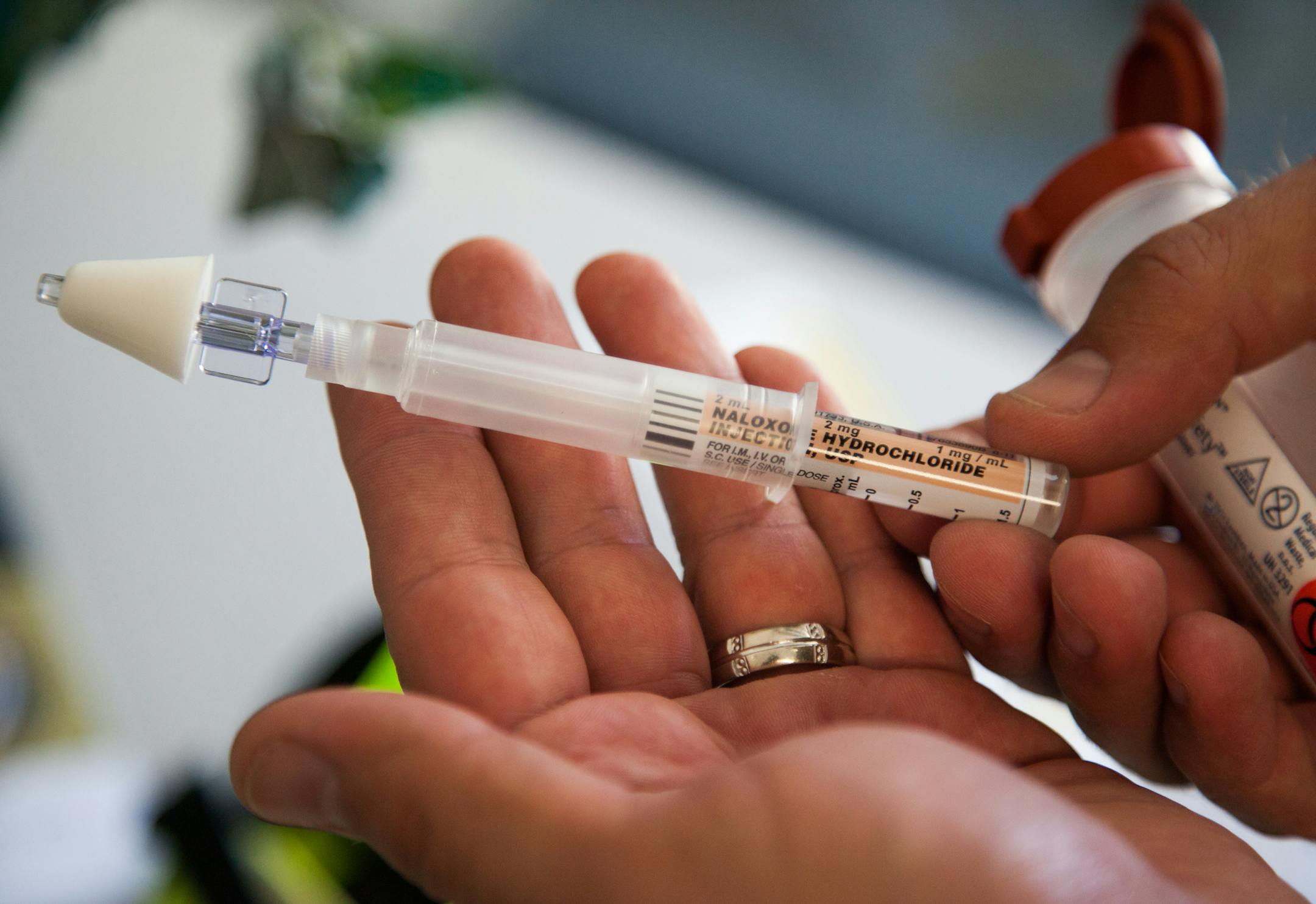 Sergeant Matther Steffens holds a Narcan kit which he was recently equipped with. Hennepin County Sheriff's office became the first law enforcement agency in the state to outfit itself with the heroin antidote on August 1. The Star Tribune, Shelly Yang