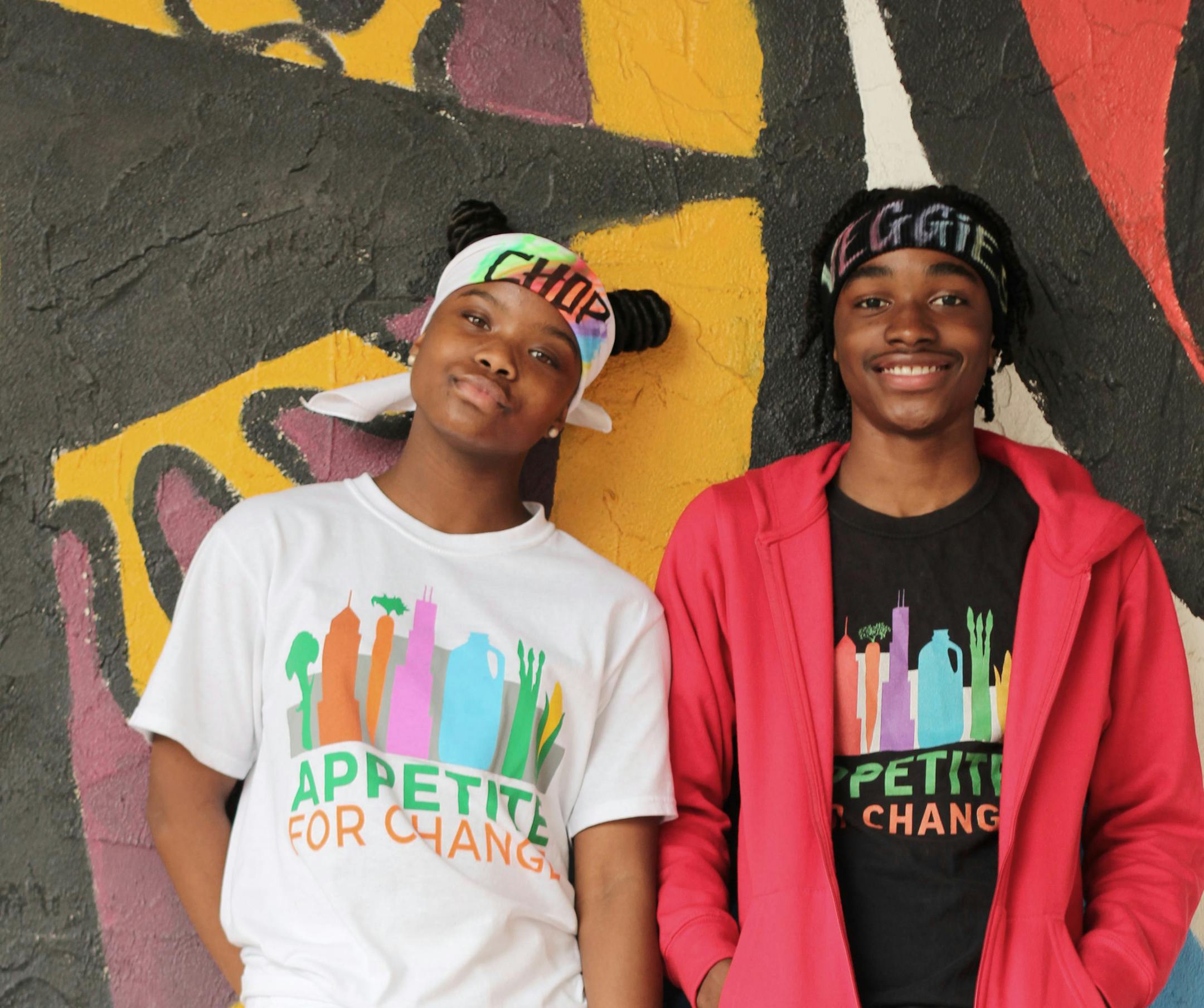 Two participants grinned for the camera. It took two weeks to do the video shoot, which was all youth-driven.