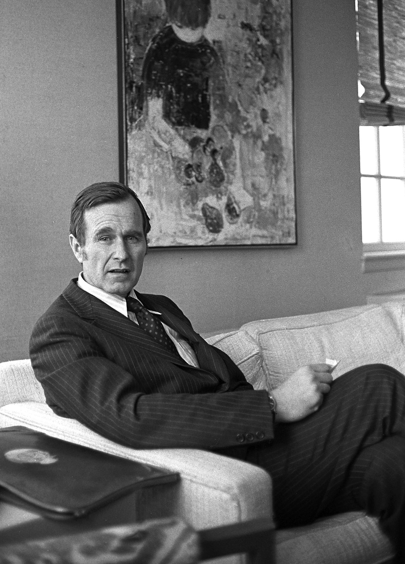 FILE &#x2014; George H.W. Bush, chairman of the Republican National Committee, at his office in Washington, March 24, 1973. Bush, the 41st president of the United States and the father of the 43rd, who steered the nation through a tumultuous period in world affairs but was denied a second term after support for his presidency collapsed under the weight of an economic downturn and his seeming inattention to domestic affairs, died on Nov. 30, 2018. He was 94. (Mike Lien/The New York Times)