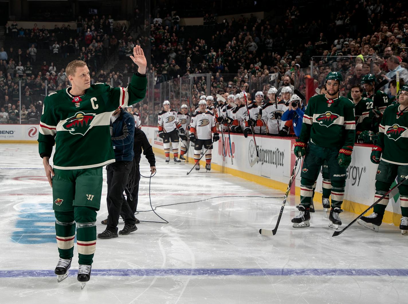 Mikko Koivu of the Minnesota Wild was honored for his 1,000th game.