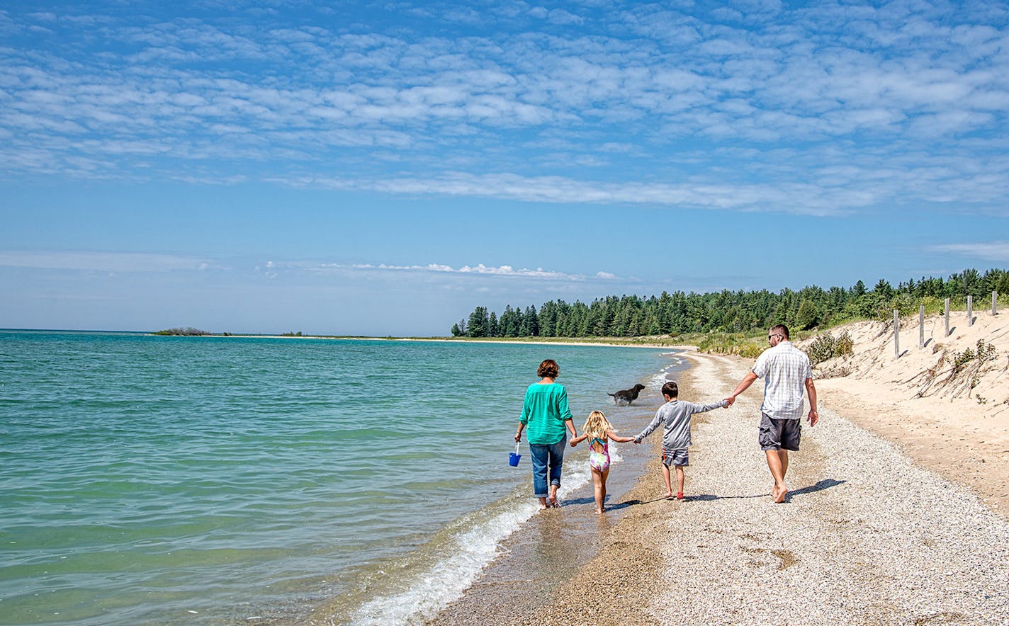 There are miles of public beaches on Beaver Island, some right in town and others more remote and private, perfect places for children to explore. (Beaver Island Chamber of Commerce)