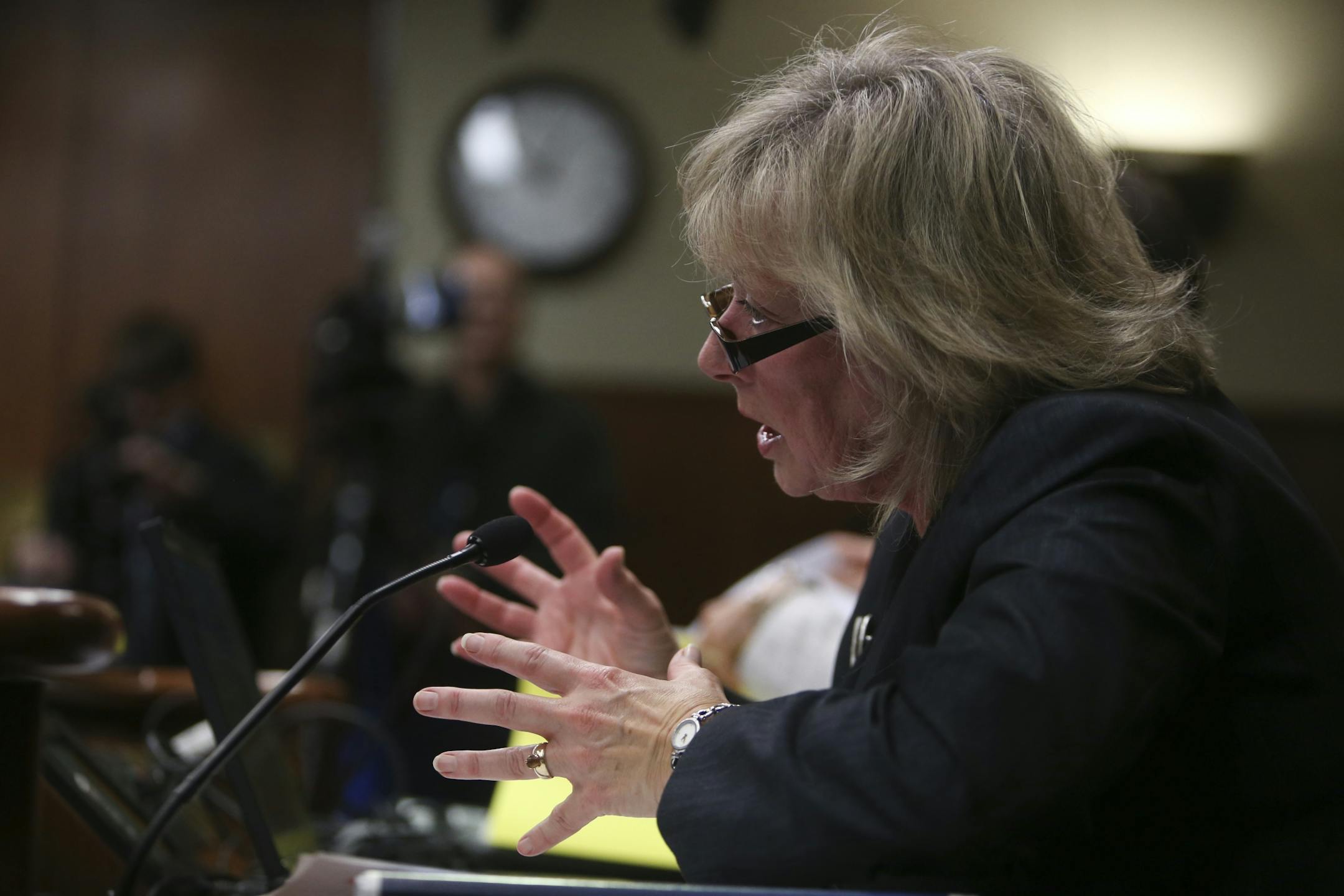 Shirley Brekken of the Minnesota Nursing Board testified Wednesday, Nov. 13, 2013, at the State Office Building in St. Paul, MN.