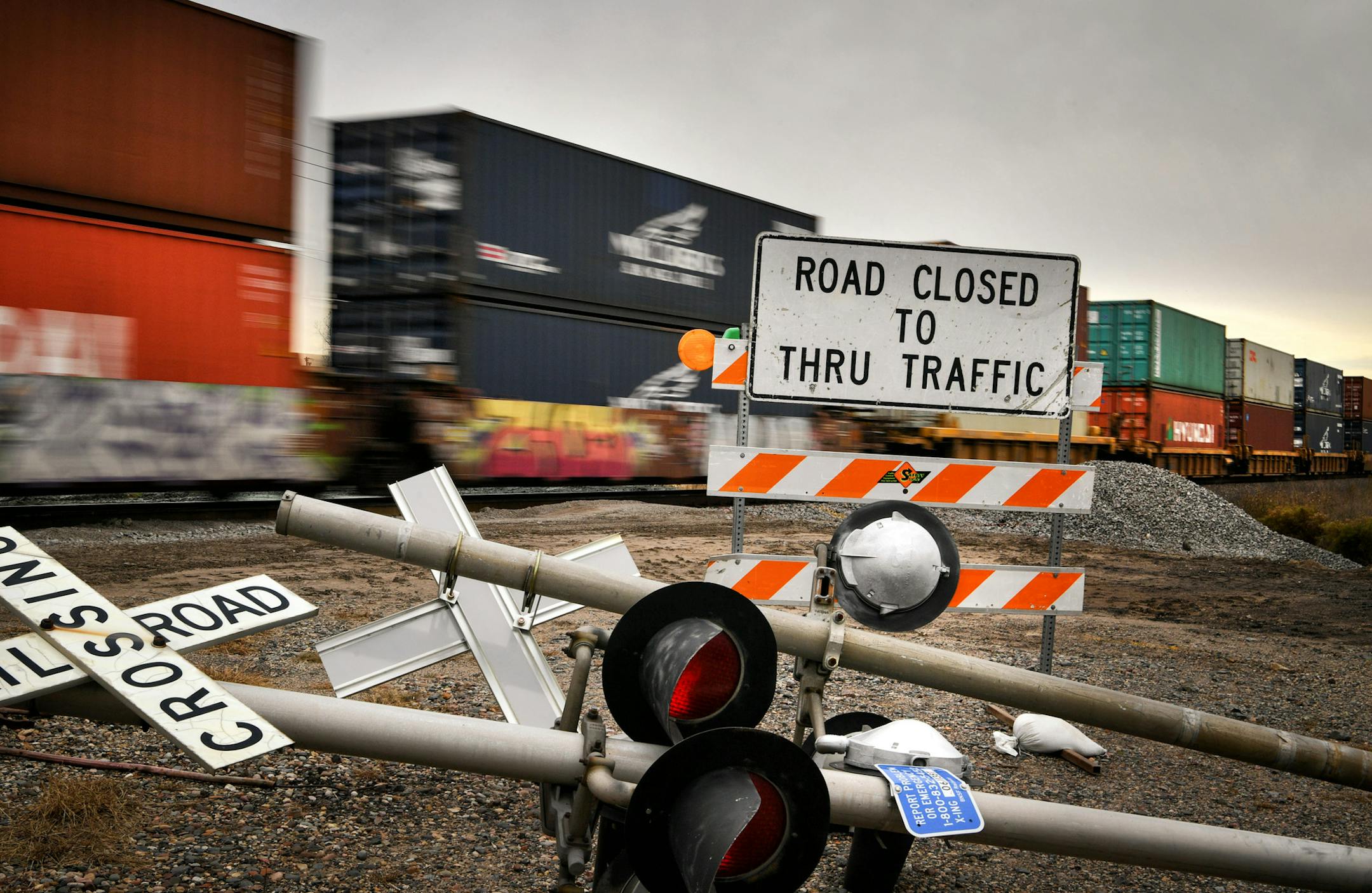 A freight train passed by a closed intersection at 1st St in Saint Paul Park. ] GLEN STUBBE * gstubbe@startribune.com Wednesday, November 2, 2016 MNDOT report found that a somewhat obscure intersection in St. Paul Park was one of the most-dangerous rail crossings in the state. A year later, a BNSF train hit a semi truck filled with flour -- no one was hurt, but concern in the Washington County town grew, especially since the crossing is near a refinery. Recently, MNDOT closed the crossing and re