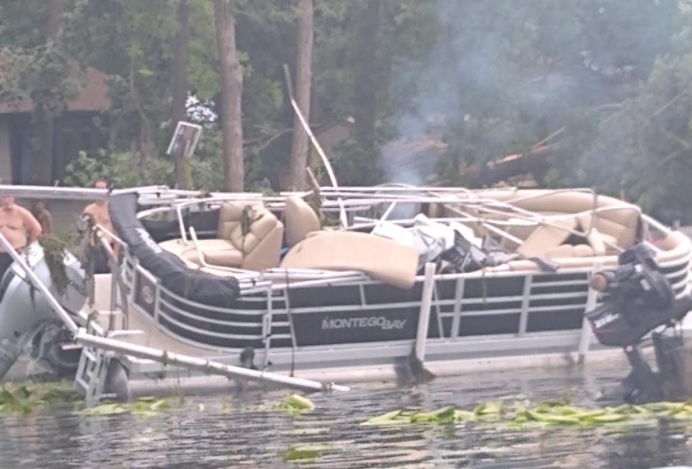 Storm damage on West Rush Lake in Chisago County where weekend storms caused damage to docks and boats. The National Weather Service on Sunday confirmed a tornado touched down in the area at 1 p.m. Saturday.