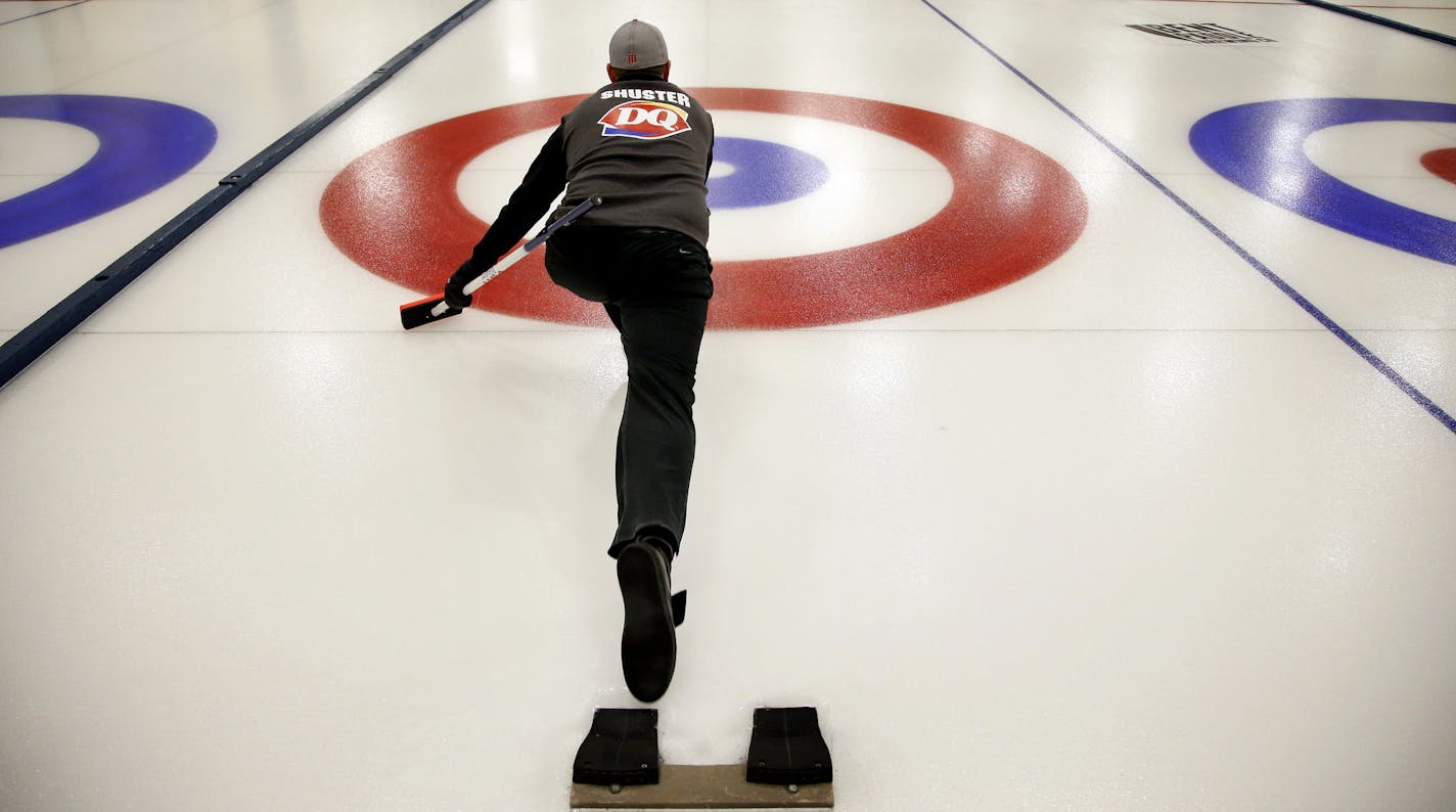 Curler John Shuster went for a target at the Duluth Curling Club