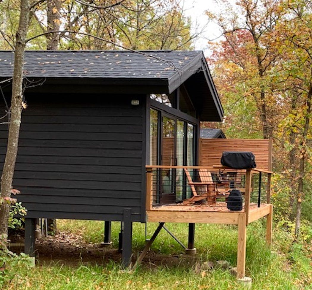 Cuyuna Cove opened in July 2020 in Crosby, featuring five tiny cabins in woods next to Cuyuna State Recreation Area.