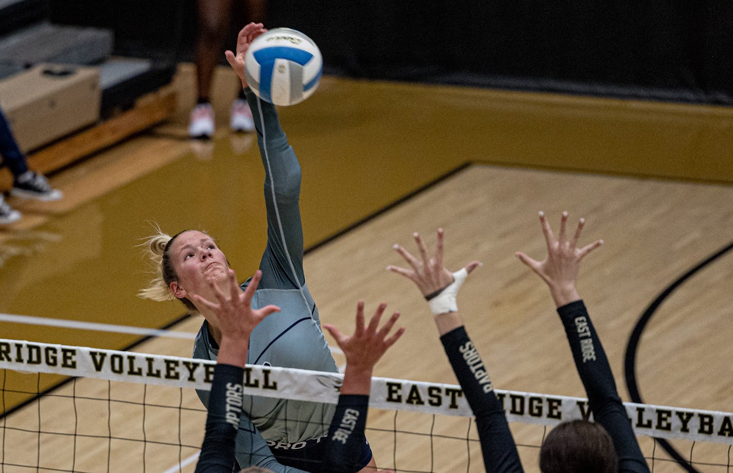 Champlin Park at East Ridge volleyball, 8-30-22. Photo by Mark Hvidsten, SportsEngine