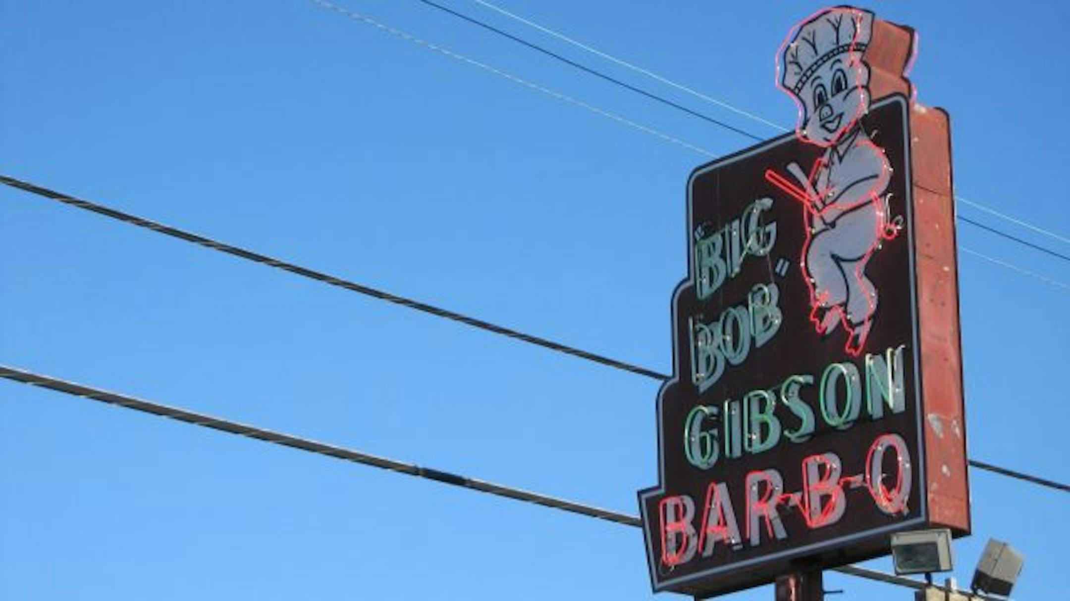 Chickens are smoked skin-side down for four hours (crispness, they say) before getting dunked in a vat of white sauce upon removal from the pit at Big Bob Gibson Bar-B-Q in Decatur, Alabama.