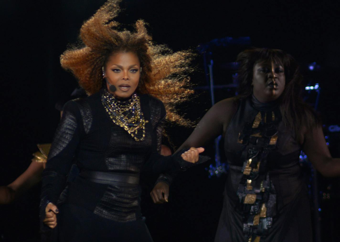 Multi-platinum selling artist, Janet Jackson, performs "Nasty" early in her 32 songs set of the Unbreakable World Tour Sunday night at the Target Center. ] (SPECIAL TO THE STAR TRIBUNE/BRE McGEE) **Janet Jackson