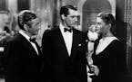 Claude Rains, Cary Grant and Ingrid Bergman in the Alfred Hitchcock 1946 romantic thriller “Notorious.”