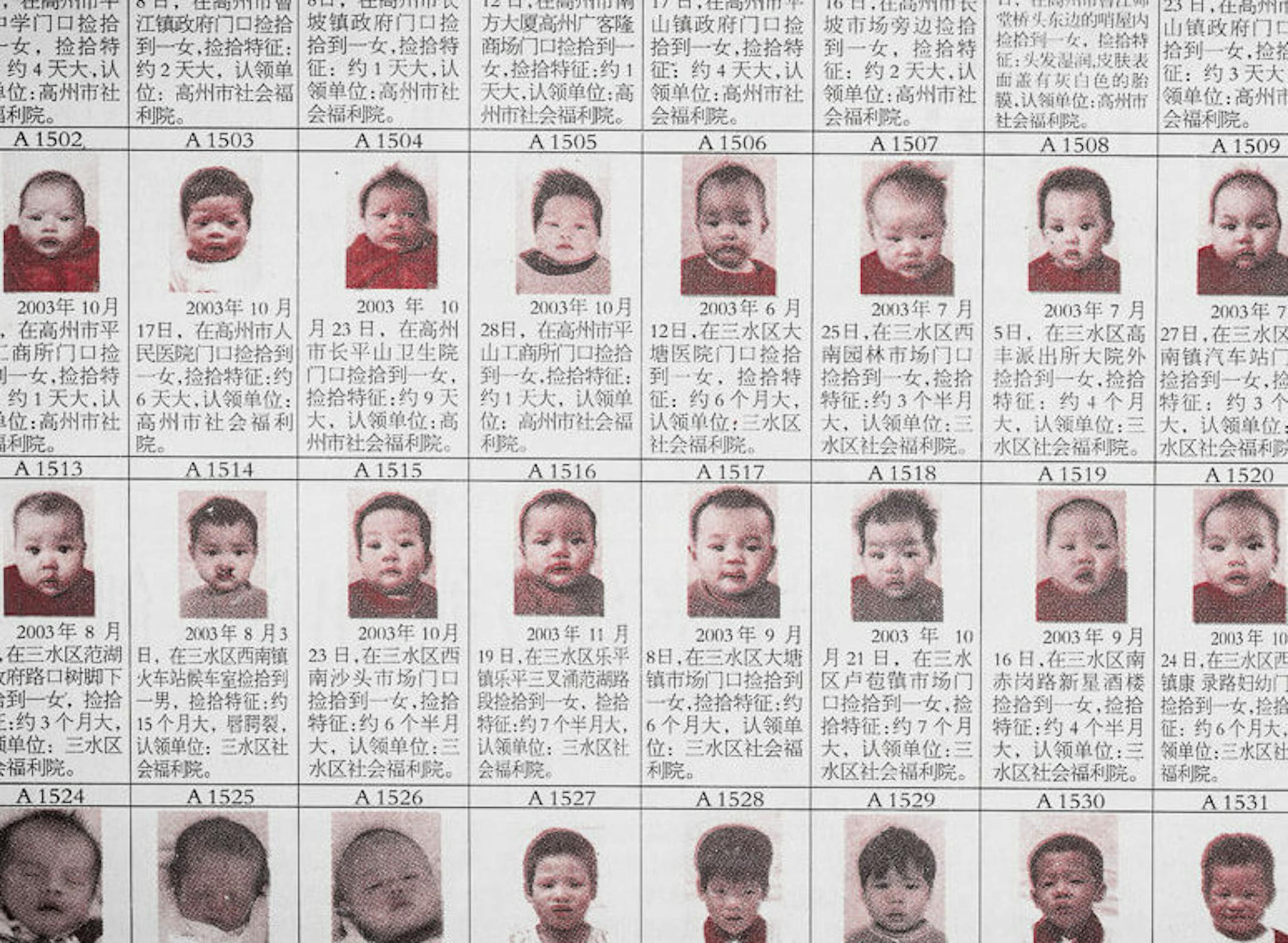Pictures of children up for adoption featured in "One Child Nation" documentary. (Amazon Studios/TNS) ORG XMIT: 1385101