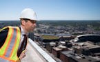 Minneapolis mayor Jacob Frey looked out at the view from the 36th floor of the new RBC Gateway tower in Minneapolis.