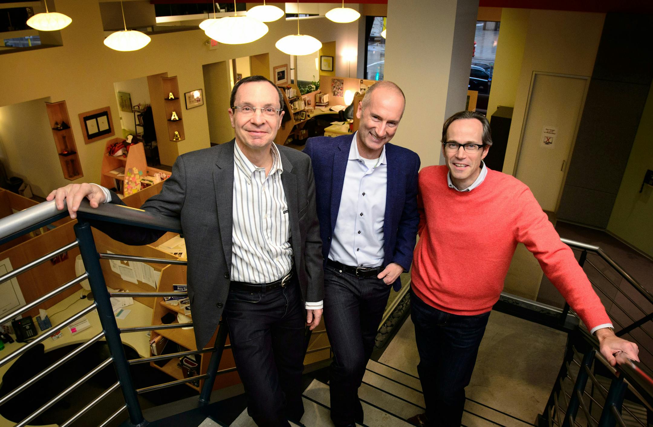 Tom Gabriel, CEO GdB, John Hyduke, president and CEO Clear Night Group and Doug de Grood, partner and creative director, GdB. The Minneapolis ad agency GdB, which has such regional clients as Summit Brewing and Red Wing Shoes, is being acquired by St. Paul-based Clear Night Group as part of a multi-agency marketing group. ] GLEN STUBBE * gstubbe@startribune.com Monday, December 15, 2014