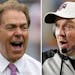 Texas A&M football coach Jimbo Fisher, right, called Nick Saban a “narcissist” Thursday after the Alabama coach made “despicable” comments abo