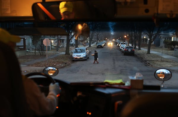 St. Paul school bus drivers and aides headed out a week's worth of breakfasts and lunches to families of students along their route Wednesday, March 2