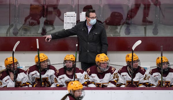 Minnesota head coach Brad Frost watched from the bench in the first period. ] ANTHONY SOUFFLE • anthony.souffle@startribune.com