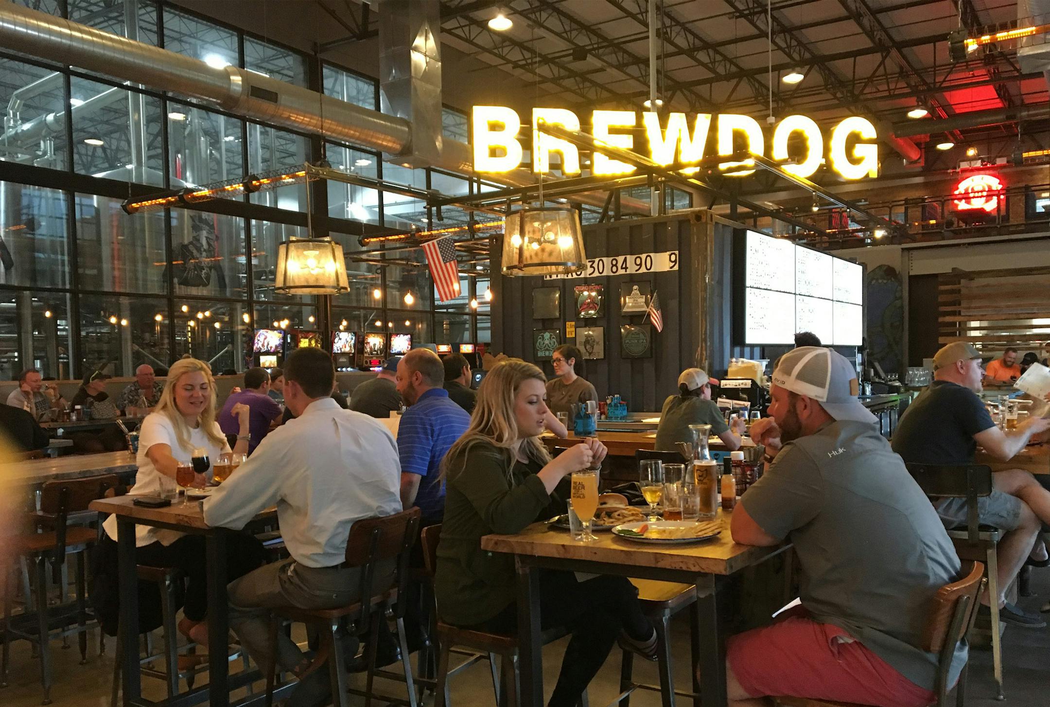 The tap room at BrewDog's 42-acre complex has a full menu, serving items such as chili chorizo pizza and cauliflower wings. (Terri Colby/Chicago Tribune/TNS)