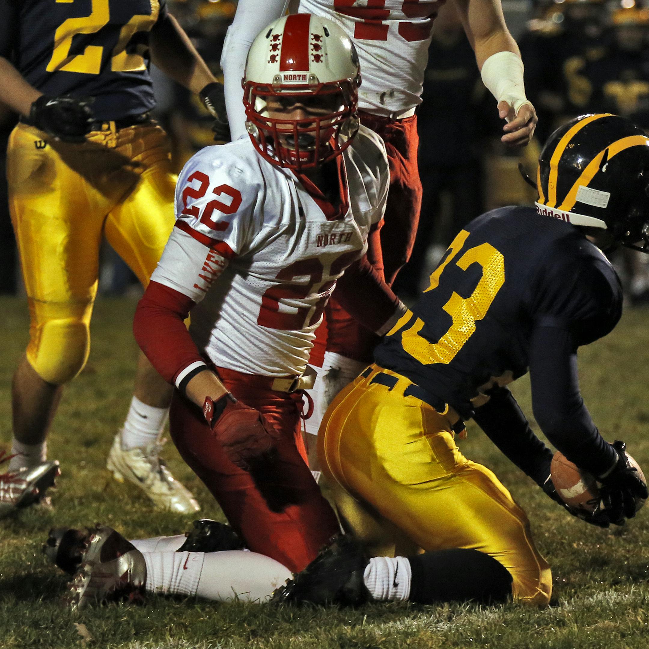 Rosemount vs. Lakeville North prep football. Lakeville North's Jordan Cardenas (22). . (MARLIN LEVISON/STARTRIBUNE(mlevison@startribune.com) ORG XMIT: MIN1310170053057435