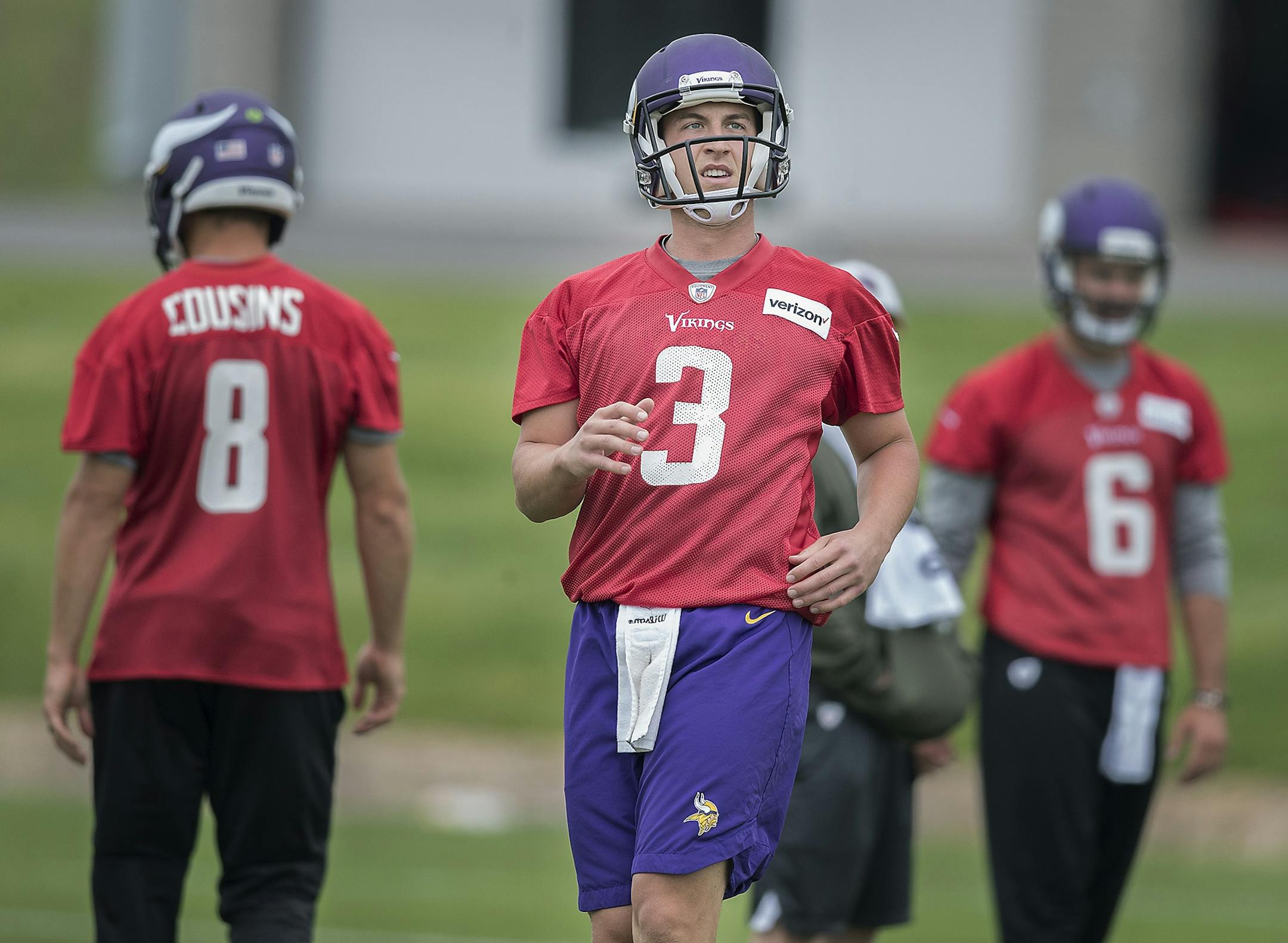 Vikings quarterback Trevor Siemian took to the field for the first day of mandatory Vikings three-day minicamp at the TCO Vikings Performance Center, Tuesday, June 12, 2018 in Eagan, MN.
