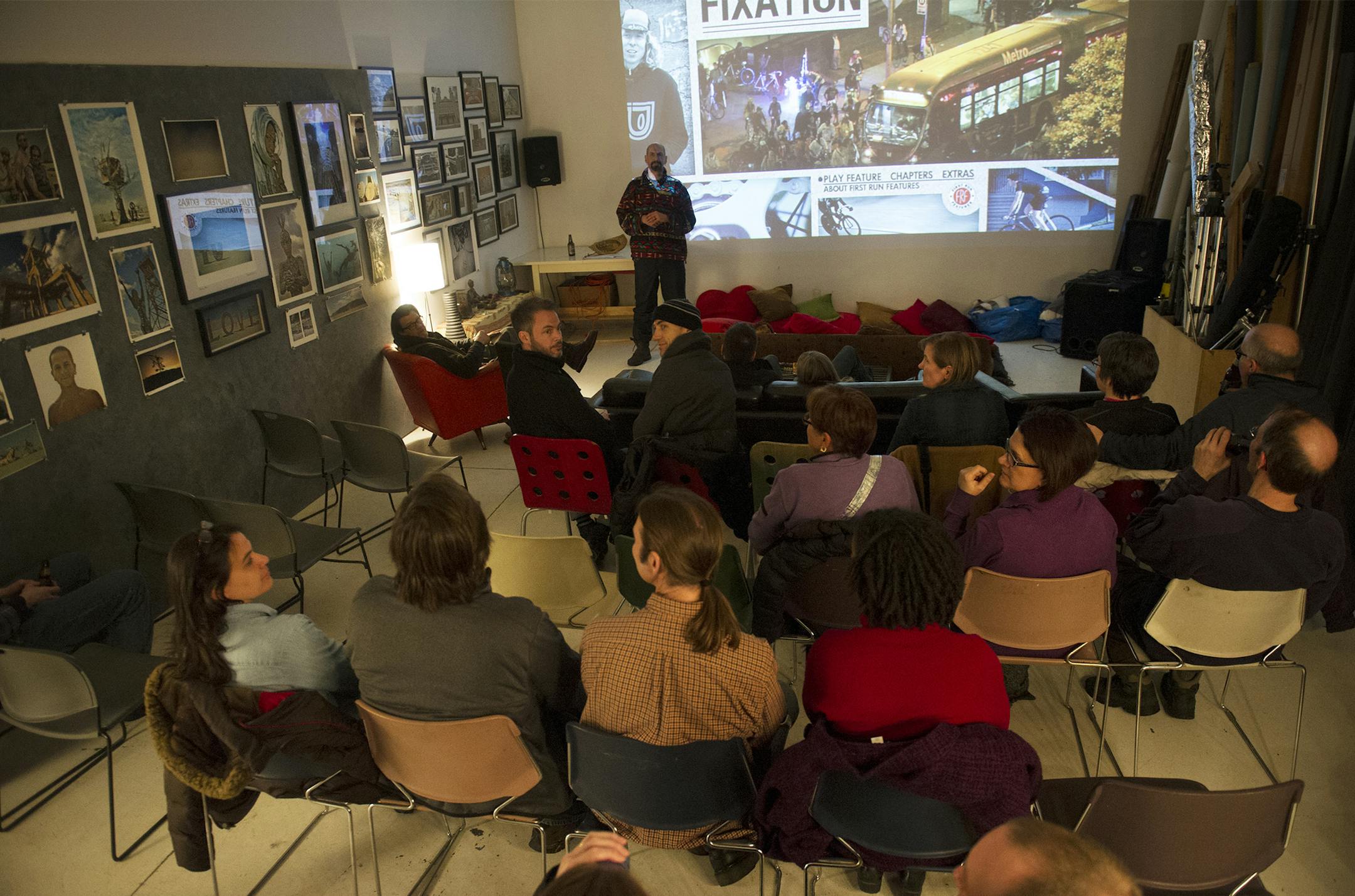 Casket Cinema shows Fixation, a documentary about the fixed gear bicycle movment, Wednesday, March 6th, 2014. ] (Matthew Hintz, 030614, Minneapolis)