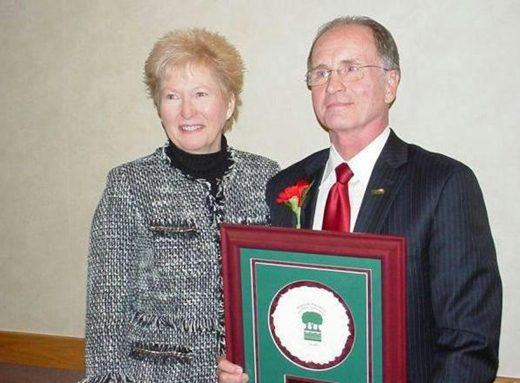 Fridley Parks Director Jack Kirk and his wife, Deb, as Kirk was honored by the Minnesota Recreation and Park Association for distinguished achievement. Credit: Minnesota Recreation and Park Association