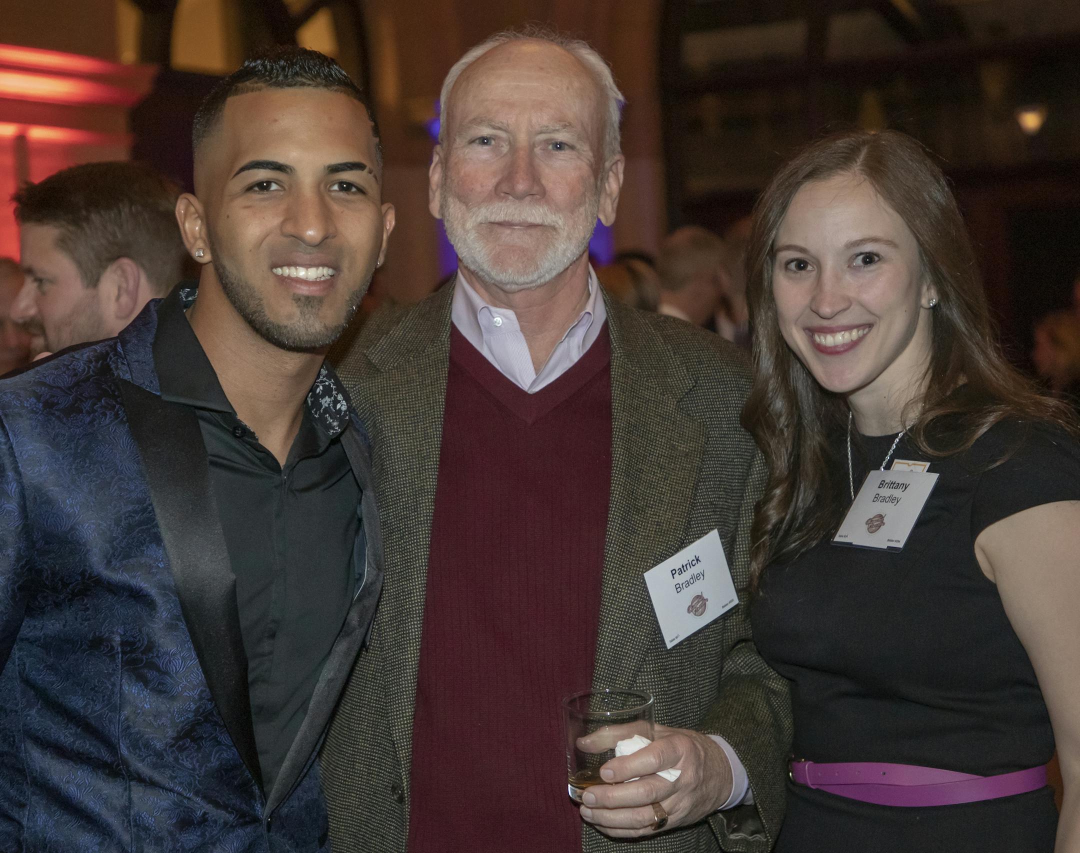 Eddie Rosario with Patrick & Brittany Bradley at the 2019 Diamond Awards. [ Special to Star Tribune, photo by Matt Blewett, Matte B Photography, matt@mattebphoto.com, The Depot, Minnesota Twins, Diamond Awards, Minneapolis, Jan. 24, 2019, 1006830642 FACE020319