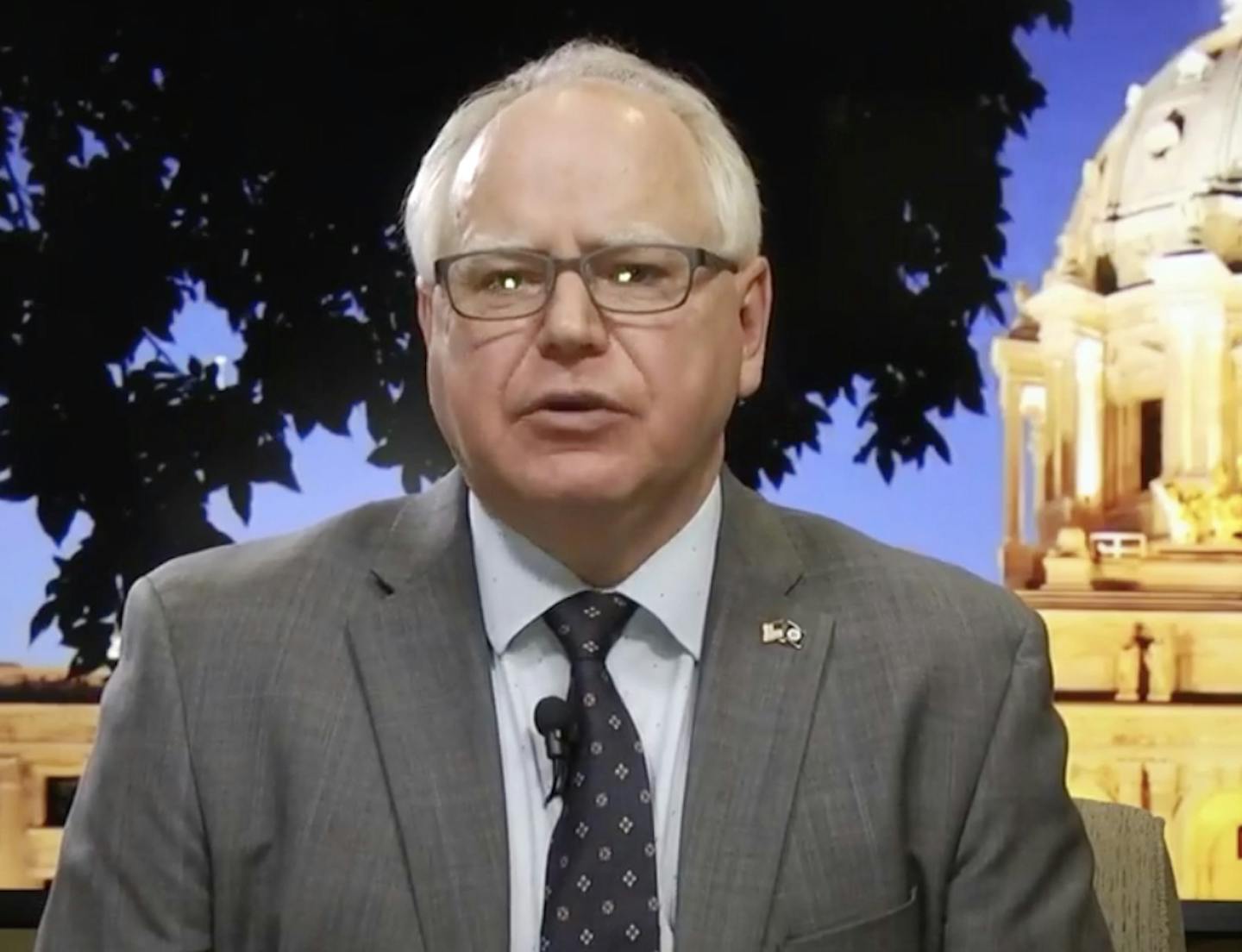 Minnesota Gov. Tim Walz, during his speech Wednesday night to the state. Photo by the State of Minnesota.