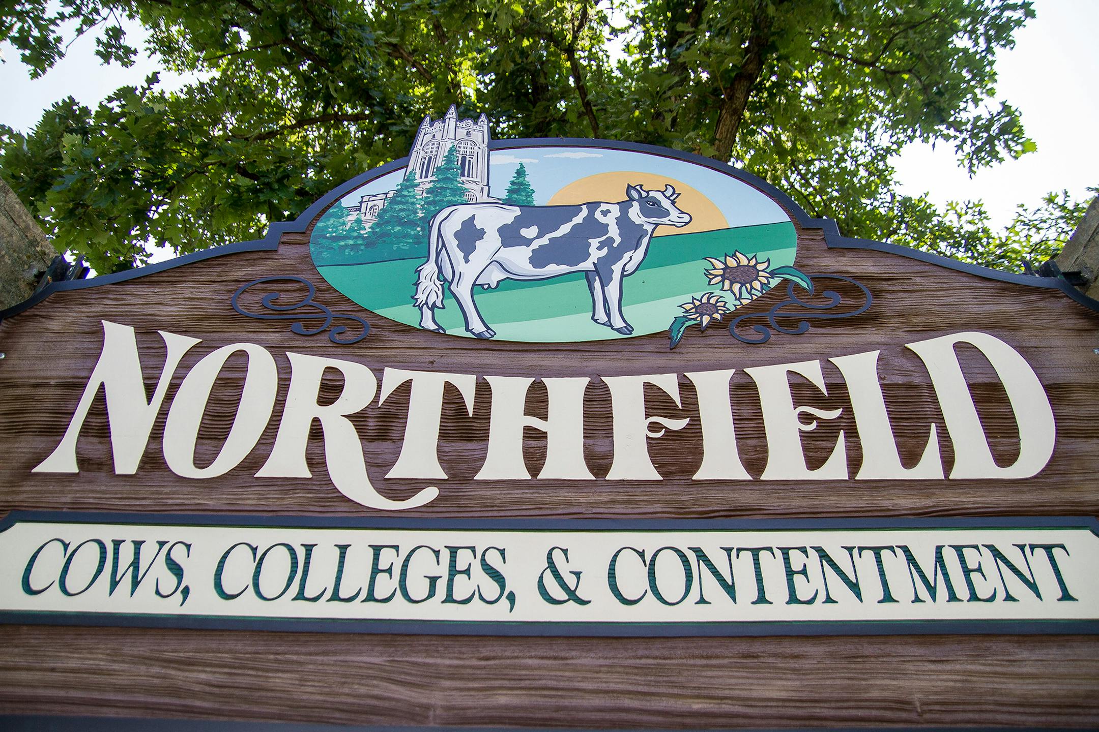 Northfield, Minn. July 2014 Welcome sign coming into town on Hwy. 3