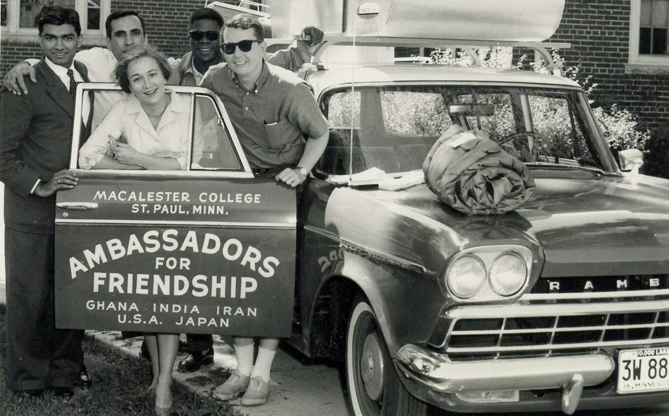The ambassadors' first trip was in 1960. From left: Narinder Mehta (India), Nassar Mazaheri (Iran), Catharine Morgan, Kofi Annan (Ghana) and Harry Morgan.