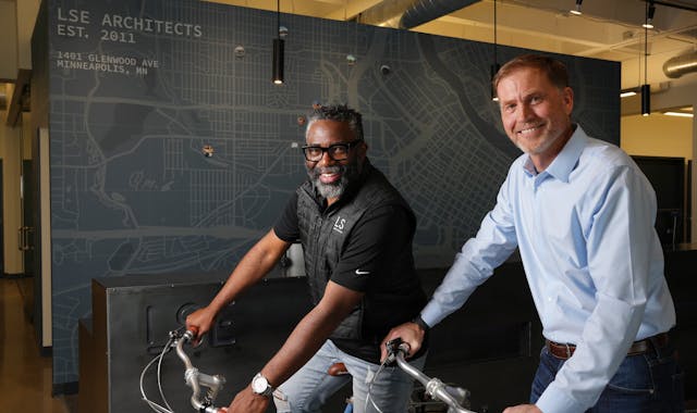 Mohammed Lawal and Quin Scott, partners in LSE Architects, designed new space for their firm with openness and natural light in mind. They can bicycle