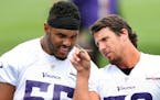 Vikings linebackers Anthony Barr, left, and Chad Greenway