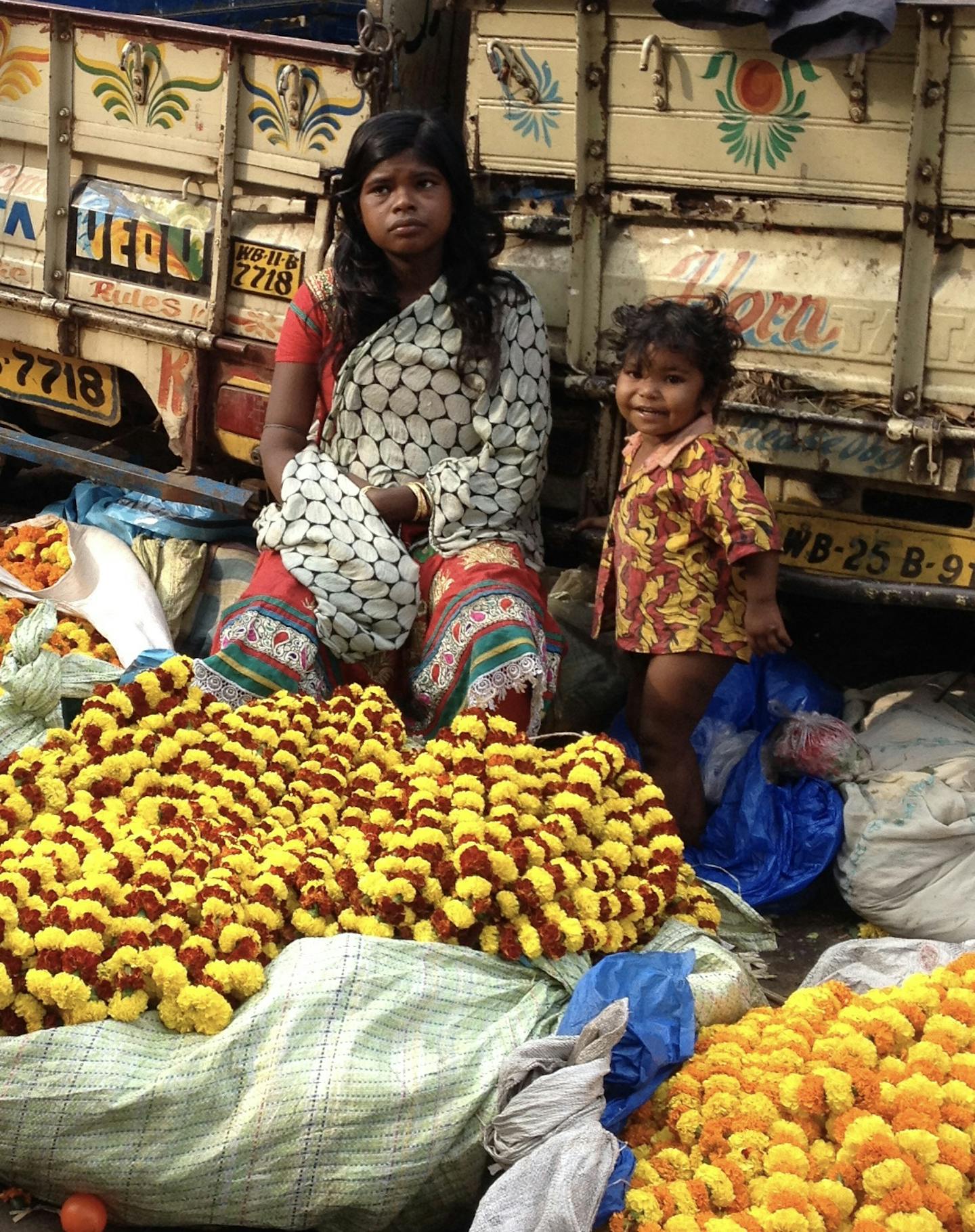 A marigold vendor in India. Photo by Diane Richard * Special to the Star Tribune