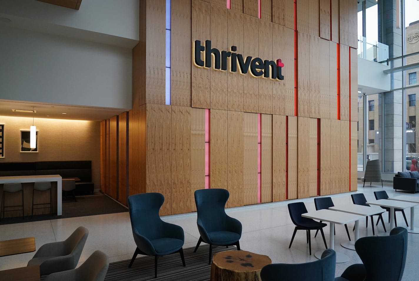 Thrivent unveiled its new $125 million headquarters building in downtown Minneapolis. ] Shari L. Gross ¥ shari.gross@startribune.com Thrivent unveiled its new $125 million headquarters building in downtown Minneapolis.