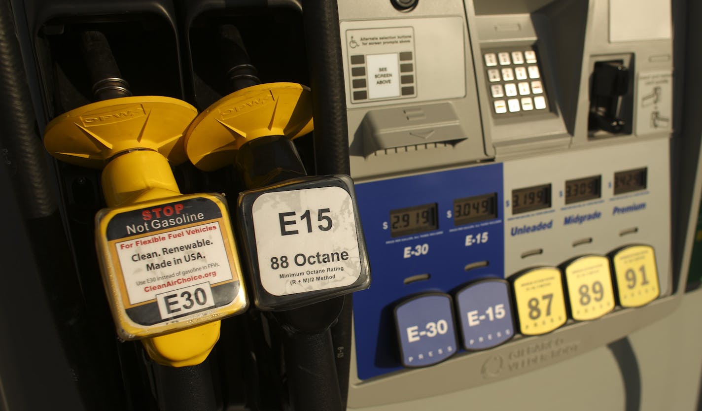 The higher-ethanol fuel blend called E15 has hit the Twin Cities through an unusual marriage between the state corn growers and independent gas stations. The first E15 pump opened this month at Rich Bohnen's station in south Minneapolis, under a new brand name Minnoco with new pumping equipment designed for E15 that was financed by the corn growers' trade group. The new pumps at Rich Bohnen's service station at 60th and Penn Ave. S. in Minneapolis Monday afternoon, October 28, 2013. The pumps di