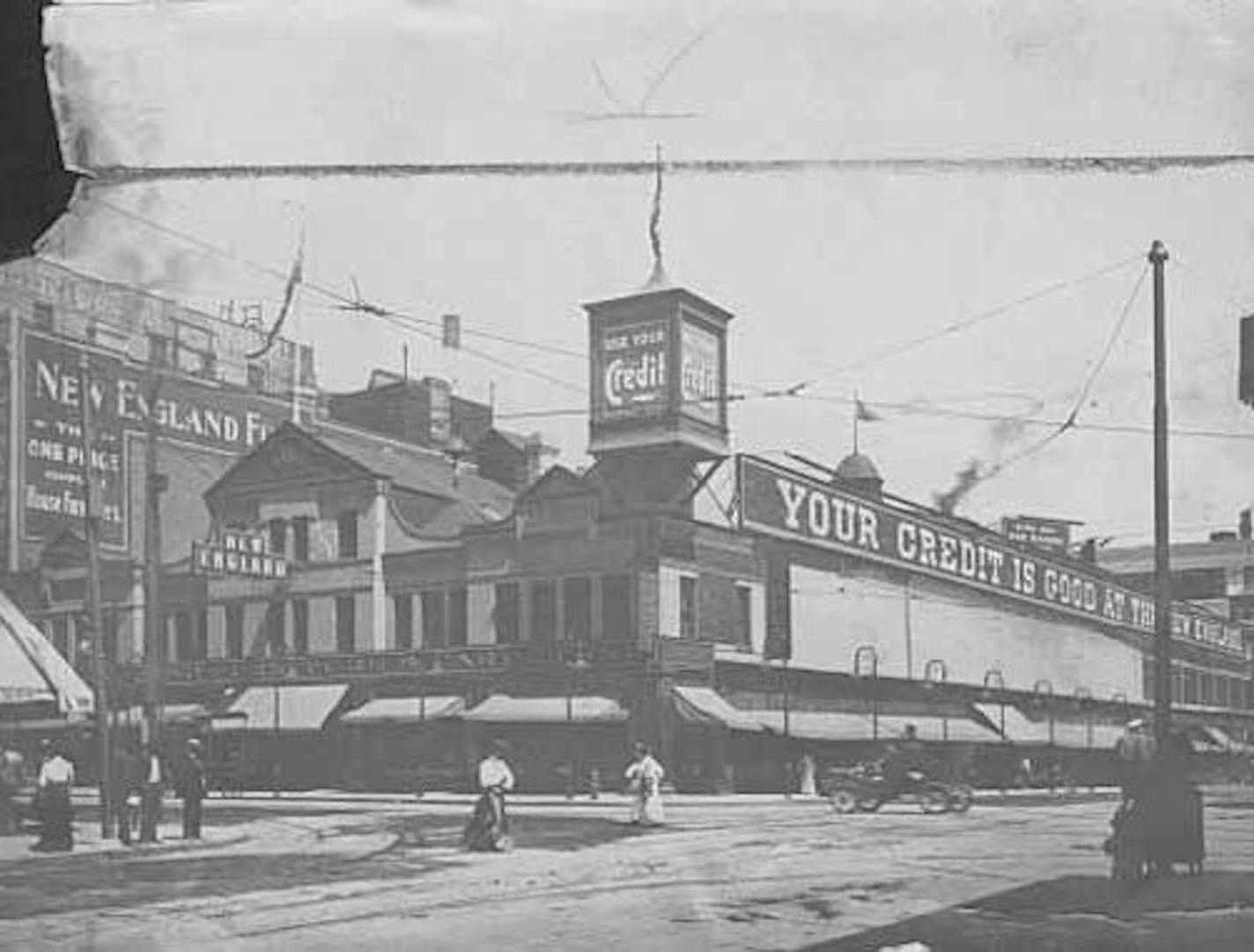 New England Furniture Company, Marquette and Sixth, Minneapolis.(Minnesota Historical Society)