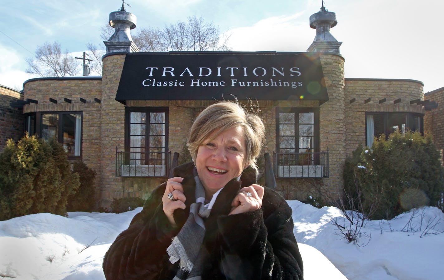 Suzanne Schumann in the slightly chillier air outside the St. Louis Park store.