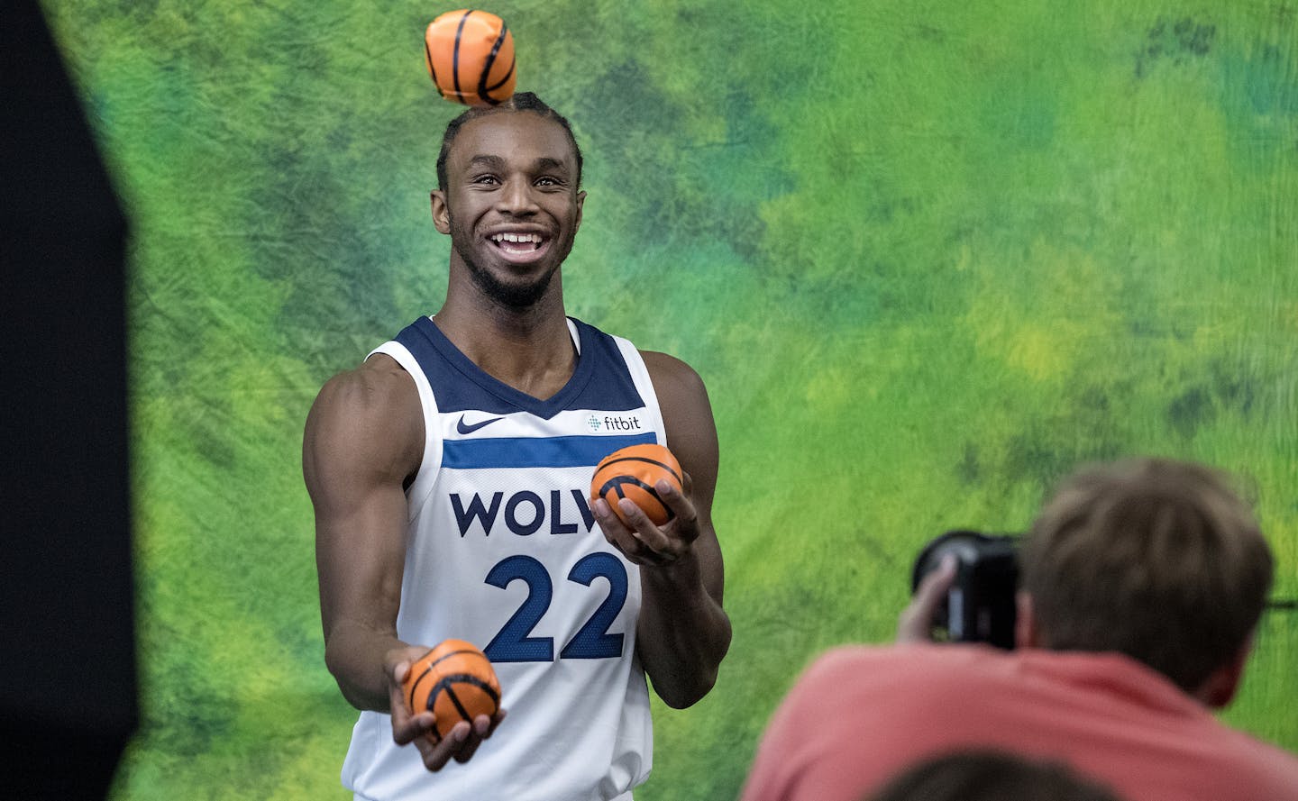 Minnesota Timberwolves Andrew Wiggins posed for photographer Tim Gruber during media day. ] CARLOS GONZALEZ &#xef; cgonzalez@startribune.com - September 22, 2017, Minneapolis, MN, NBA, Minnesota Timberwolves Media Day