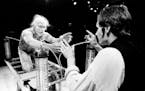 July 5, 1988 Adam, the creature, reaches out for his creator, Victor, in the Guthrie production of Frankenstein -- Playing with Fire. Adam, the creatu