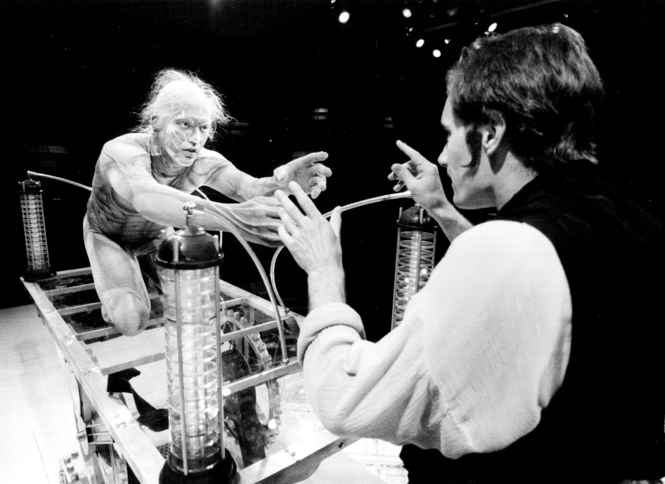 July 5, 1988 Adam, the creature, reaches out for his creator, Victor, in the Guthrie production of Frankenstein -- Playing with Fire. Adam, the creature is played by John Carroll Lynch while Victor is played by Curzon Dobell. September 1988 Jeff Wheeler, Minneapolis Star Tribune ORG XMIT: MIN2014100914592852