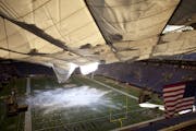 The Metrodome roof, seen on December 12, 2010, collapsed due to snow and high winds. (Jeff Wheeler/Minneapolis Star Tribune/MCT)