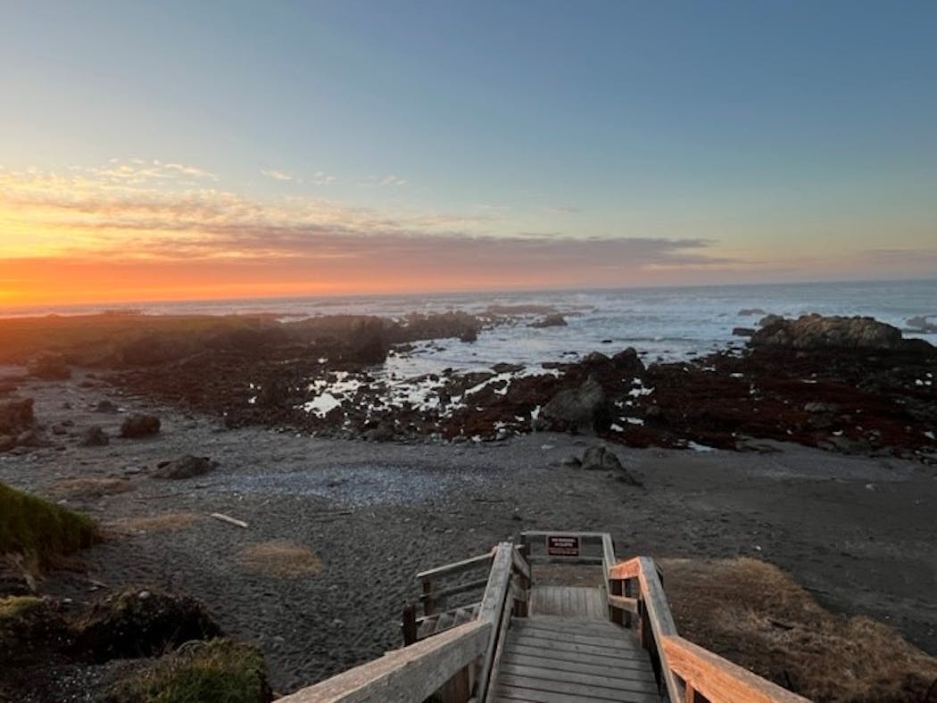 The sun sets over tidepools at MacKerricher State Park near Fort Bragg, Calif.